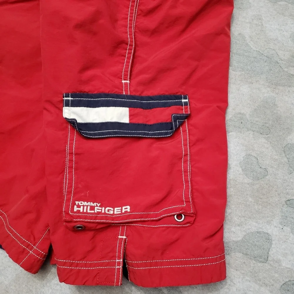 Vintage Tommy Hilfiger Trunks Shorts Mens‎ Medium Red Pocket Y2k